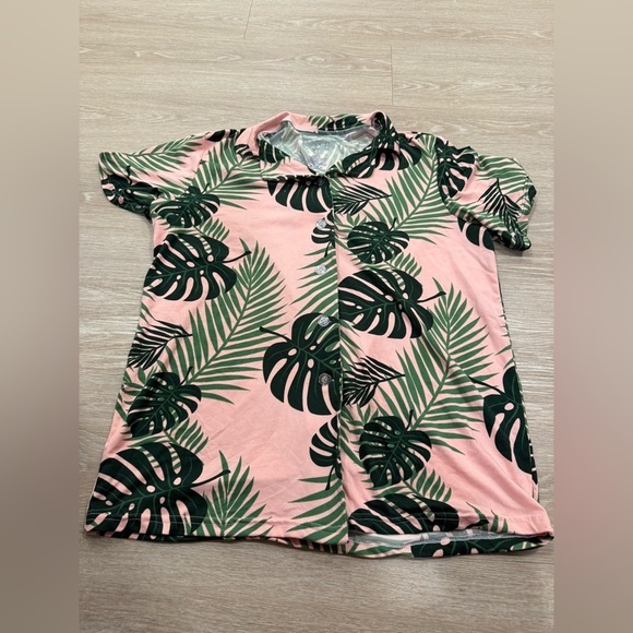 Cherokee Pink and Green Leaf Print Pajama Set - Picture 2 of 7